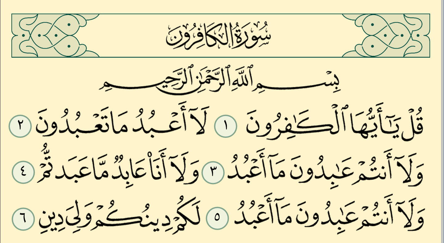 تفسير رؤية قراءة أو سماع سورة الكافرون في المنام